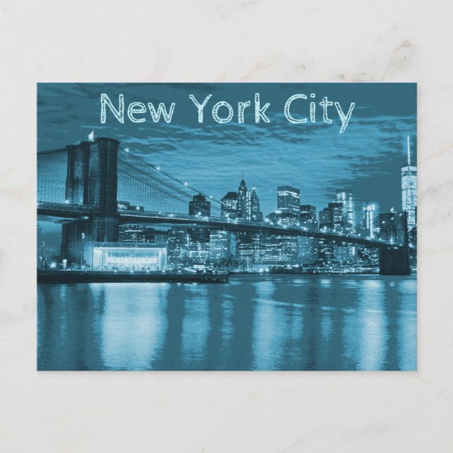 Carte Postale Skyline de New York en bleu (Devant)