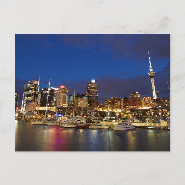 Carte Postale Skyline de nuit Auckland (Devant)