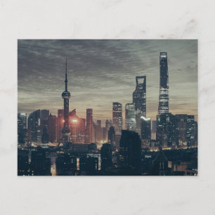 Carte Postale Skyline de nuit de Shanghai