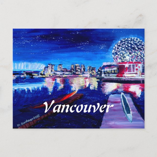 Carte Postale Skyline de Vancouver la nuit (Devant)