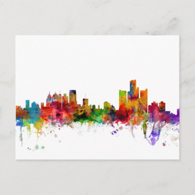 Carte Postale Skyline Detroit Michigan (Devant)