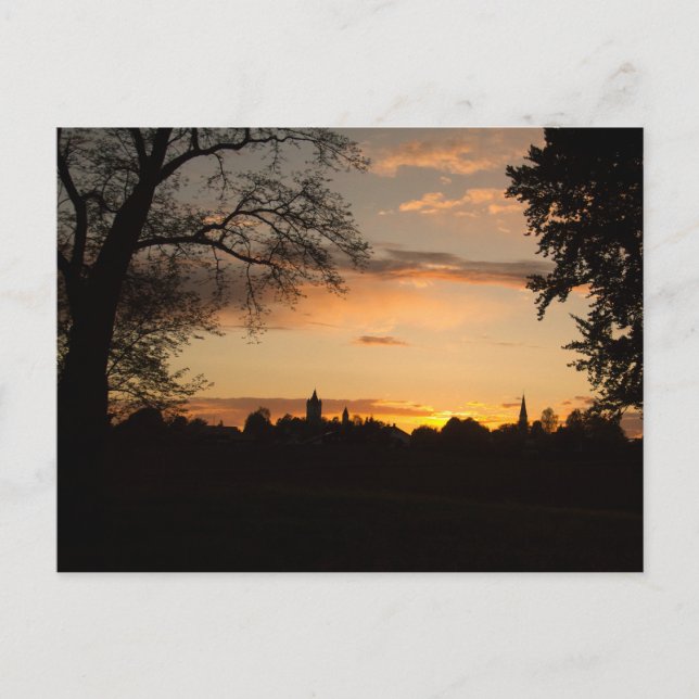 CARTE POSTALE SKYLINE HAAG EN HAUTE-BAVIÈRE AU COUCHER DU SOLEIL (Devant)