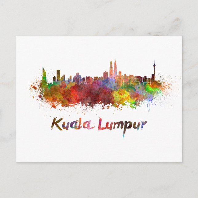 Carte Postale Skyline Kuala Lumpur en aquarelles (Devant)