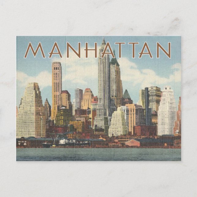 Carte Postale Skyline Manhattan vintage New York (Devant)