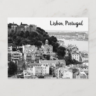 Carte Postale Skyline noir et blanc Lisbonne Portugal