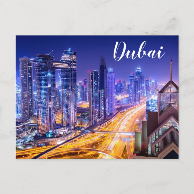 Carte Postale Skyline nuit Dubai Émirats arabes unis (Devant)