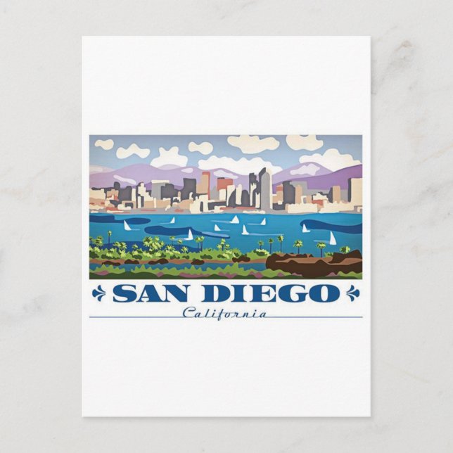 Carte Postale Skyline San Diego (Devant)