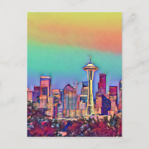 Carte Postale Skyline Seattle Abstrait