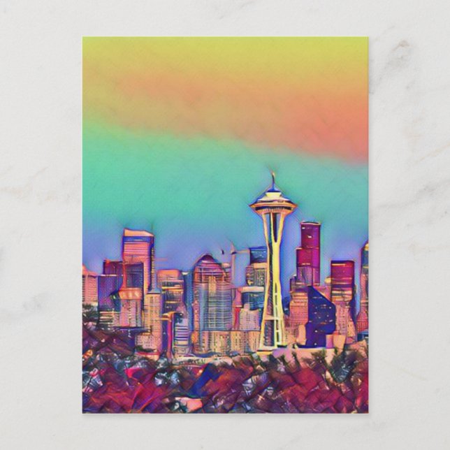 Carte Postale Skyline Seattle Abstrait (Devant)