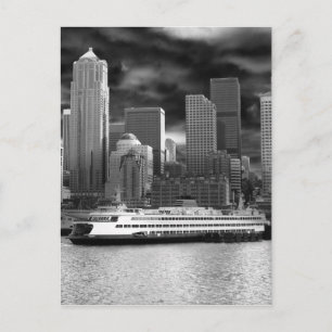 Carte Postale skyline seattle noir et blanc