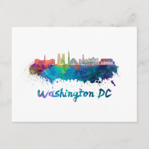 Carte Postale Skyline Washington DC V2 en aquarelle