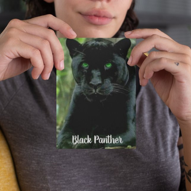 Carte Postale Sleek Black Panther Cat with Green Eyes (Créateur téléchargé)