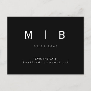 Carte Postale Sleek Monogram Modern Font Wedding Enregistrer la 