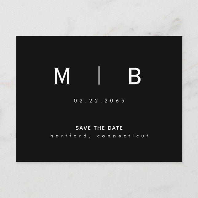Carte Postale Sleek Monogram Modern Font Wedding Enregistrer la  (Devant)