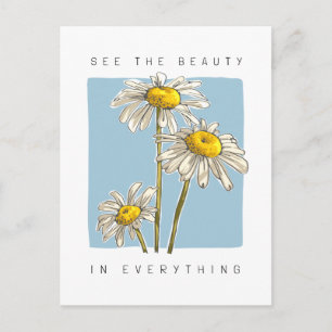 Carte Postale Slogan de Beauté Fleurs de Marguerite