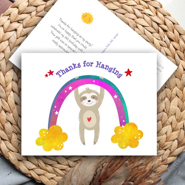 Carte Postale Sloth Boho Rainbow Anniversaire mignon Merci moder (Créateur téléchargé)