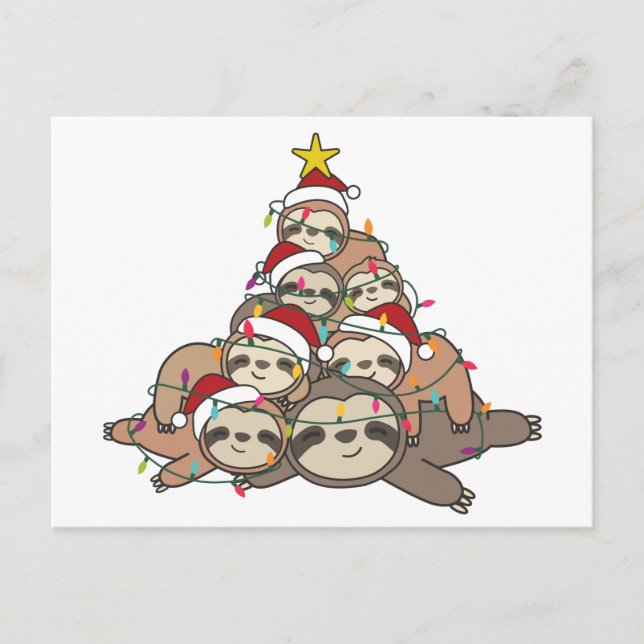 Carte Postale Sloth Christmas Tree Funny Animal Christmas Postca (Devant)
