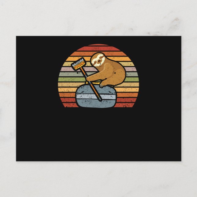 Carte Postale Sloth Curling Team Funny Ice Winter Sports Animal (Devant)