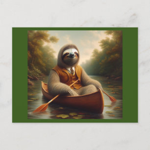 Carte Postale Sloth Dans Un Canoë