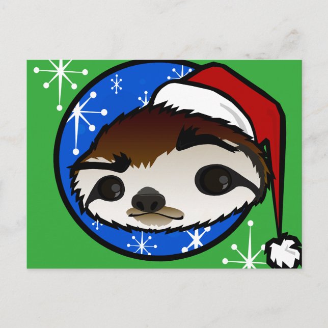 CARTE POSTALE SLOTH DE VACANCES DE NOËL (Devant)