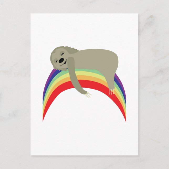 Carte Postale Sloth On Rainbow (Devant)