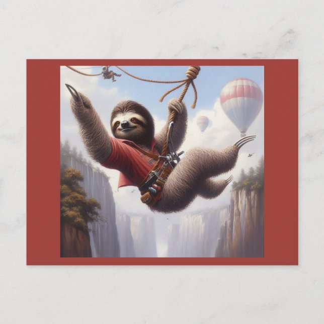 Carte Postale Sloth Ziplining (Devant)