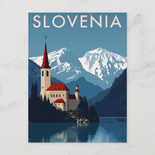 Carte Postale Slovénie Lac Bled Alpes Rétro