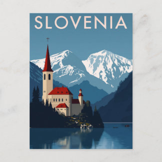 Carte Postale Slovénie Lac Bled Alpes Rétro