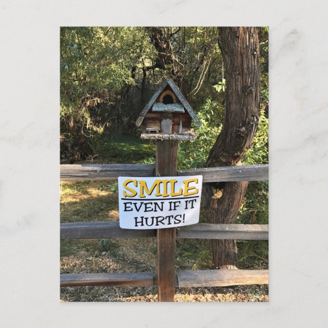 Carte Postale Smile Even if it hurts, Funny Sign (Devant)