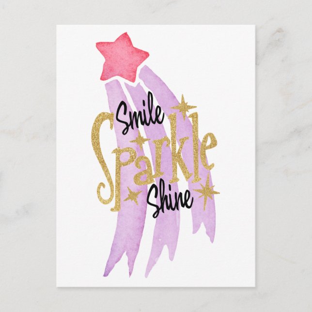 Carte Postale Smile Sparkle Shine Star Word Art (Devant)