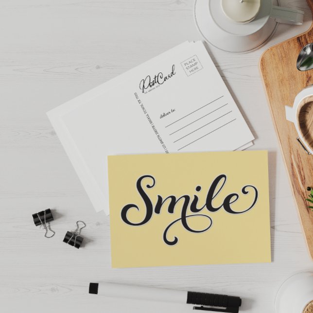 Carte Postale Smile Yellow Happy Say Hello Retro Fun (Créateur téléchargé)