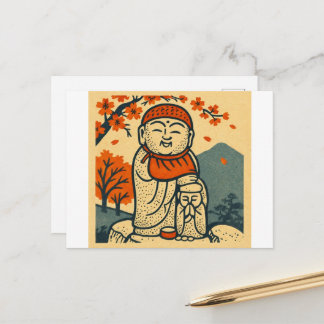 Carte Postale Smiling Jizo Guardian  – Japanese Folk Art 