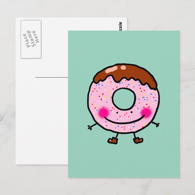 Carte Postale Smiling Sprinkle Donut Character Art (Devant / Derrière)