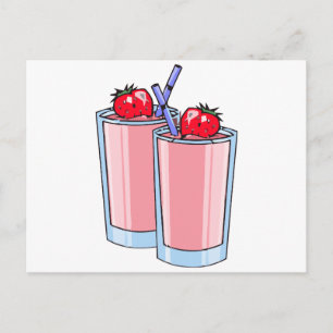 Carte Postale smoothie aux fraises