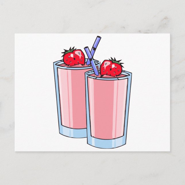 Carte Postale smoothie aux fraises (Devant)