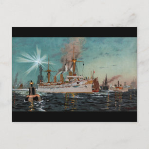 Carte Postale SMS Kaiserin Augusta quittant New York par Saltzma