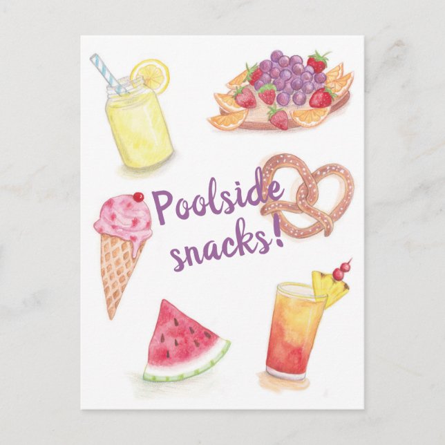 Carte postale Snacks au bord de la piscine (Devant)