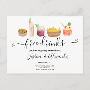 Carte Postale Snacks modernes cocktails aquarelle enregistrer la