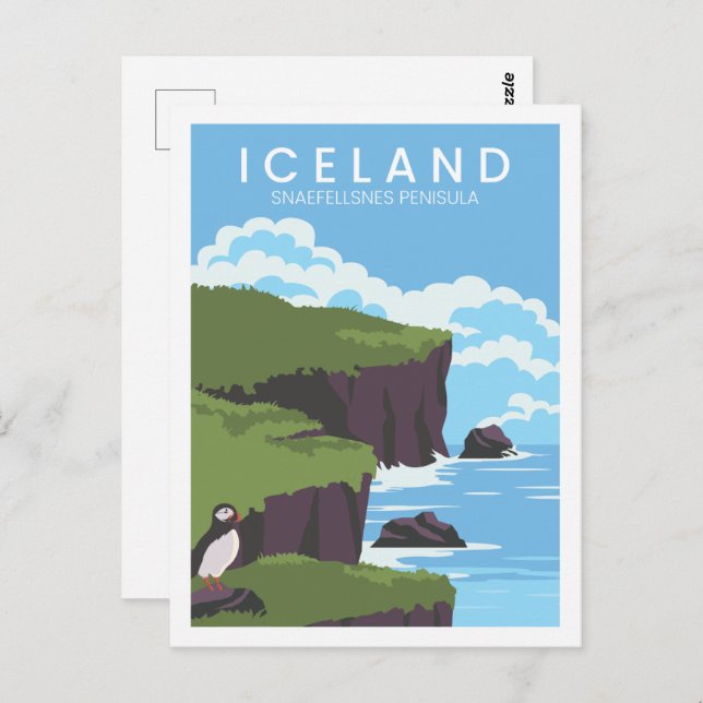 Carte Postale Snaefellsnes Islande Lieu de voyage Illustration (Devant / Derrière)