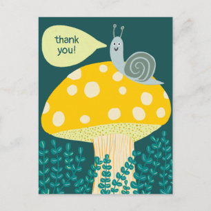 Carte Postale Snail Whimsical sur Magic Mushroom CUSTOM Merci