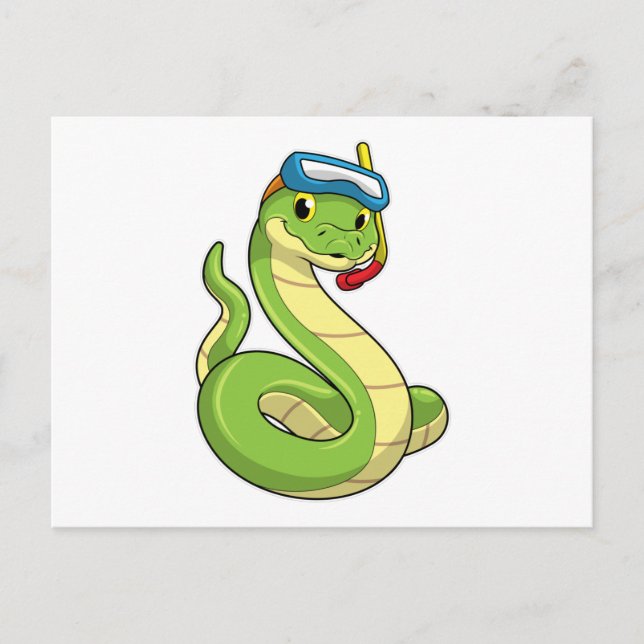 Carte Postale Snake as Diver wirth Snorkel (Devant)