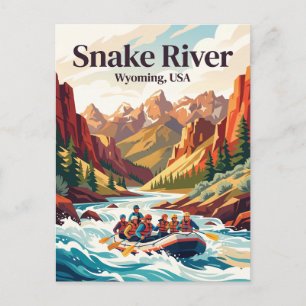 Carte Postale Snake River Wyoming, États-Unis, rafting en eaux v