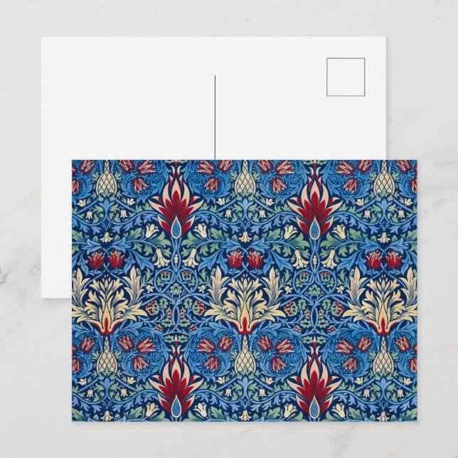 Carte Postale Snakeshead, Fond d'écran de fleurs de William Morr (Devant / Derrière)