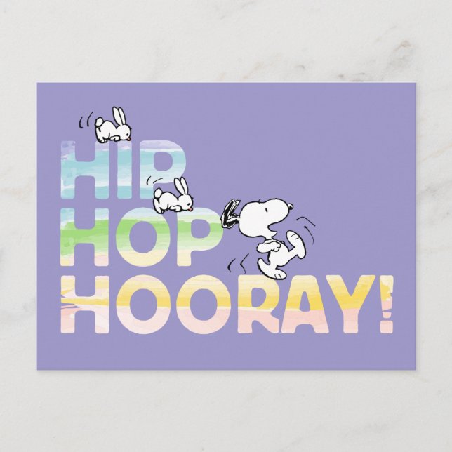 Carte Postale Snoopy Hip hop Hooray Pâques (Devant)