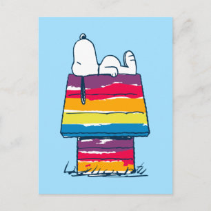 Carte Postale Snoopy Maison de chien arc-en-ciel