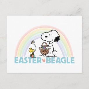 Carte Postale Snoopy & Woodstock - Beagle de Pâques