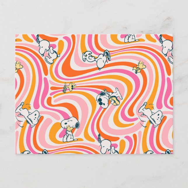 Carte Postale Snoopy & Woodstock Super Vibes Motif orange (Devant)