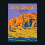 Carte Postale Snow Canyon State Park Utah Vintage<br><div class="desc">Design artistique du parc d'état de Snow Canyon. Le parc comprend un canyon sculpté dans le grès Navajo rouge et blanc des Montagnes rouges,  ainsi que le volcan éteint Père Noël Clara.</div>