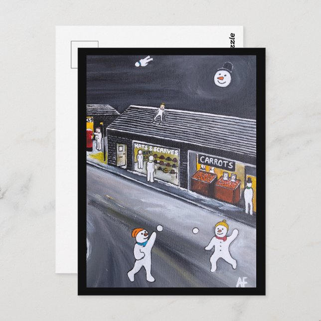 Carte Postale Snow Town Painting by Alfred Fox (Devant / Derrière)