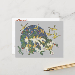 Carte Postale Snowbirds, Holly et Snow - Noël